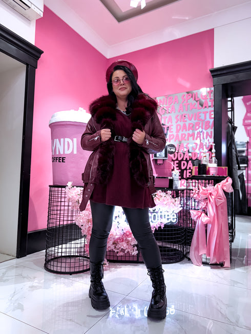 Bordeaux jacket with bordeaux fur "LUX FUR" FL47 PRE-ORDER